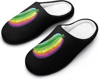 Generic Colorful Cucumber Pickle Mens Slippers Comfortable And Non-slip Cotton Slipper Shoe for House