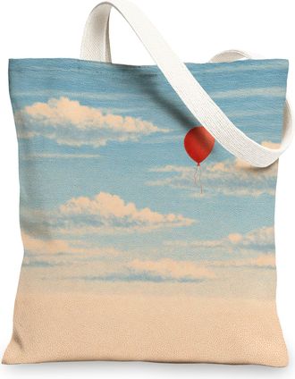 Generic Sky Canvas Tote Bag, Lightweight Reusable Shopping Bags, Red Balloon Design 13x15 Inch