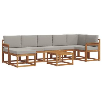 vidaXL Conjunto De Sof&aacute;s De Exterior 8 Pcs Gris Natural Y Claro Vidaxl