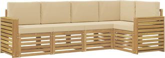 vidaXL Conjunto De Sof&aacute;s De Exterior 5 Uds. Y Beige Poli&eacute;ster Vidaxl