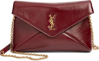 Saint Laurent Small Cassandre Leather Shoulder Bag in Dark Ruby at Nordstrom