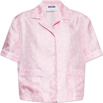 Moschino Silk Short-Sleeved Shirt - Dames - Overhemden - Roze - XS - Overhemden