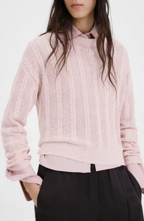 Mango Lace Pattern Sweater in Light/Pastel Pink at Nordstrom, Size X-Small