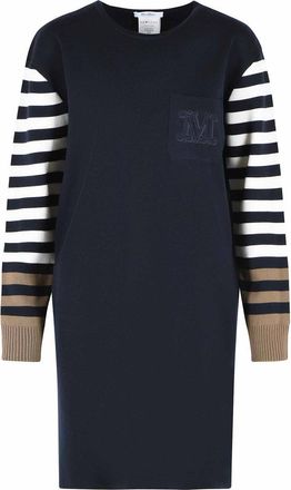 Max Mara Cotro Dress In Navy Blue Virgin Wool