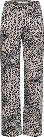 Gestuz Wijde Jeans Grijs Luipaard - Dames - Regular Fit Jeans - Veelkleurig - W27 - Jeans