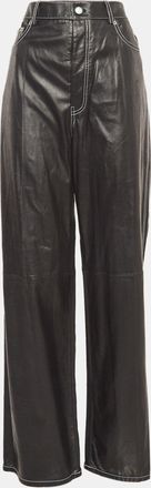 Helmut Lang Black Leather Straight Leg Pants