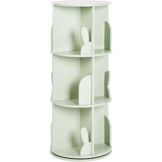 Beliani Estanter&iacute;a Giratoria De 3 Baldas Mdf Para Habitaci&oacute;n Infantil Con Motivo De Conejito Verde Claro Caney