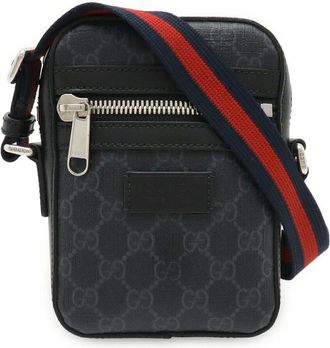 Gucci Black Gg Supreme Canvas Web Line Messenger Bag (Authentic Pre-Loved)