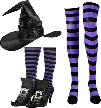 Generic Spear Heads Medieval Halloween Party Witch Dress Up Cosplay Lawyer Shoe Cover Shoe Buckle Witch Hat Socks Set Cosplay Costume Anime (PP1, One Size)