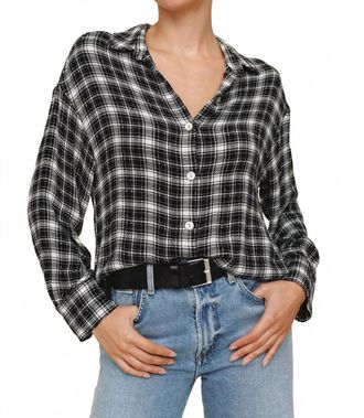 Bella Dahl Boyfriend Button Down Shirt In Black White Plaid