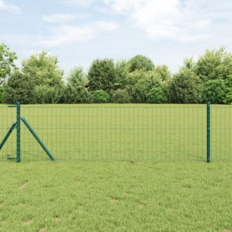 Berkfield Home Euro Fence with 13 Posts 0.6x50 m Galvanised Steel Green in Silver