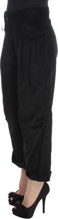 Ermanno Scervino Womens Black Velvet Cotton Capri Bootcut Pants