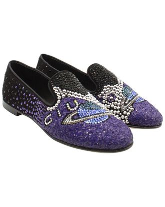 Giuseppe Zanotti Womens Suede Crystal-Embellished Uranus Smoking Slipper (Authentic Pre-Loved)