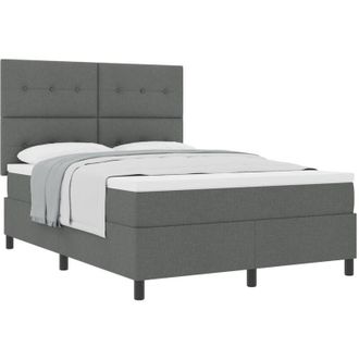 vidaXL Box Spring Bed with Mattress Dark Grey 140 x 190 cm Fabric vidaXL