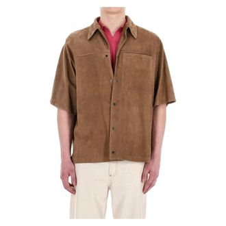 Salvatore Santoro Short Sleeve Shirts, male, Beige, Size: M Half-sleeve Overshirt