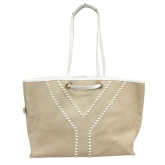 Saint Laurent Beige White Leather Handbag Tote Bag (Pre-Owned)