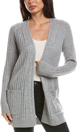 Fort&eacute; Cashmere Easy Cable Detail Cashmere Cardigan