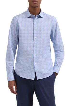 Bugatchi James OoohCotton Check Print Button-Up Shirt in Air Blue at Nordstrom, Size Xxx-Large