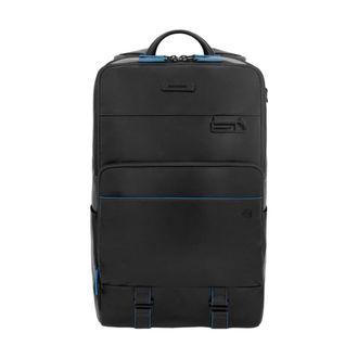 Piquadro Backpacks, male, Black, Size: ONE SIZE Black leather backpack