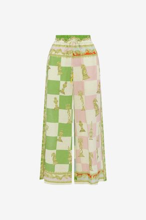 Alemais Leinenhose mit verk&uuml;rztem weitem Bein Checkmate