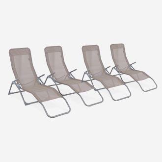 Sweeek Tumbona Plegable De Textileno Con 2 Posiciones, Set De 4
