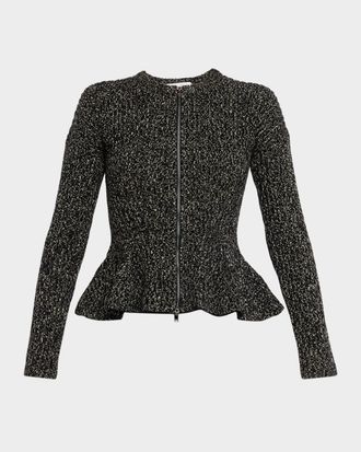 Max Mara Kim Cashmere Peplum Zip Cardigan