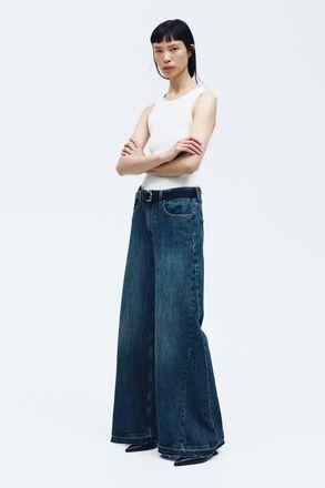 H&M Wide High Jeans in Denim Blue at Nordstrom, Size 12