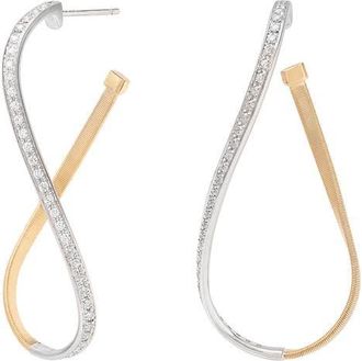 Marco Bicego Marrakech Pavé Diamond Twist Hoop Earrings in Yellow Gold at Nordstrom