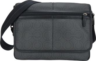 Coach Black Gray Pvc Leather Shoulder Bag (Pre-Owned)