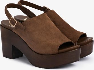 Pedro Garcia Sling back sandal in dark wood in brown suede | Daura| Spring Summer 26 | PEDRO GARCIA