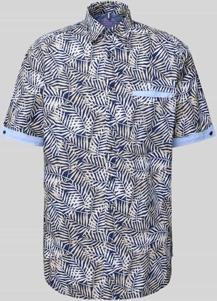 Christian Berg Regular Fit Freizeithemd mit Brusttasche in Marine, Größe 3XL