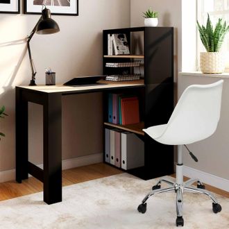 IDMarket Escritorio Librer&iacute;a Ben En Madera De Haya Y Negro