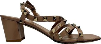 Valentino Womens Leather Ankle Strap Block Heel Sandal (Authentic Pre-Loved)