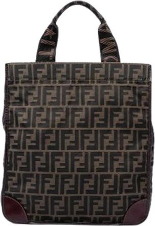 Fendi Pre-owned Canvas Tote Bag - Dames - Vintage Shopper - Bruin - ONE Size - Leer - Vintage