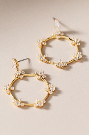 Nadri Frontal Crystal Hoop Earrings