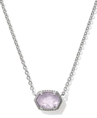 Kendra Scott Womens Daphne Frame Short Pendant Necklace In Rhodium Purple Amethyst