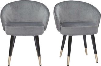 Miliboo Miliboo - Set De 2 Sillas De Dise&ntilde;o De Terciopelo Gris Y Patas De Metal Negro Brizo