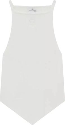 Courr&egrave;ges Asymmetrische Top - Dames - Tops zonder mouwen - Wit - L - Polyester - Tops