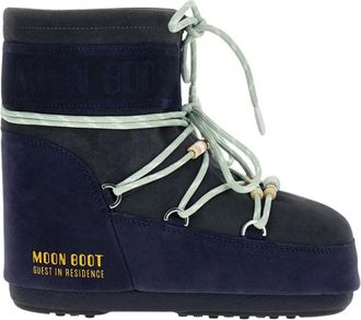 Moon Boot Schoenen, Dames, Blauw, 36 EU, Leer, Icon Low