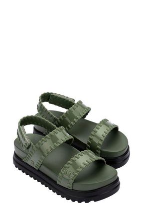 Melissa Dune Quarter Strap Platform Sandal in Black/Green at Nordstrom, Size 10