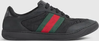 Gucci Mens Screener Sneaker, Black, Nylon