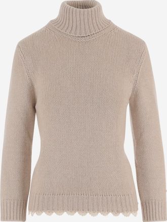 Magda Butrym Cashmere Sweater With High Neck And Wavy Hem