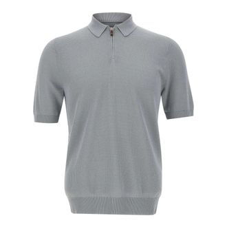 Eleventy Polo Shirts, male, Gray, Size: XL Half-Zip Polo Shirt