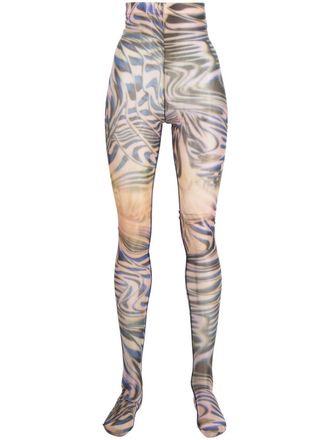 Diesel P-Koll abstract-print leggings - women - Spandex/Elastane/Nylon - M - Neutrals