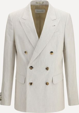 Dries Van Noten Blazer Barry in misto cotone e lino a motivo spina di pesce Man 48