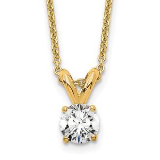 Diamond2Deal 14k Gold 1/4 Ct Round Lab Grown Diamond Solitaire Pendant Necklace 18