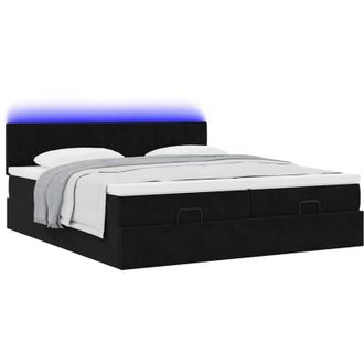 vidaXL Vidaxl - Estructura De Cama Otomana Colchones Terciopelo Negra 160x200cm
