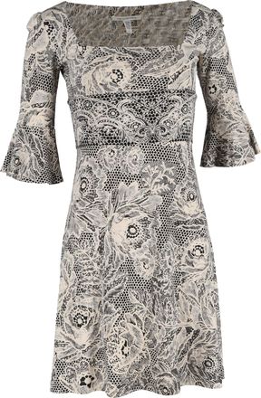 Diane Von Fürstenberg Square Neck Dress in Multicolor Silk