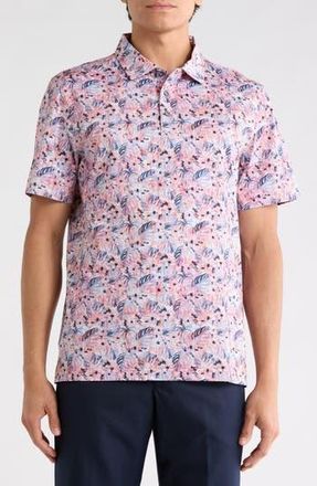 Bugatchi Printed Short Sleeve Polo in Chili at Nordstrom Rack, Size Xxx-Large