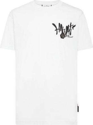 Philipp Plein T-Shirt Ronde Hals Hawaii - Heren - T-shirts - Wit - 2XL - Katoen - Tops